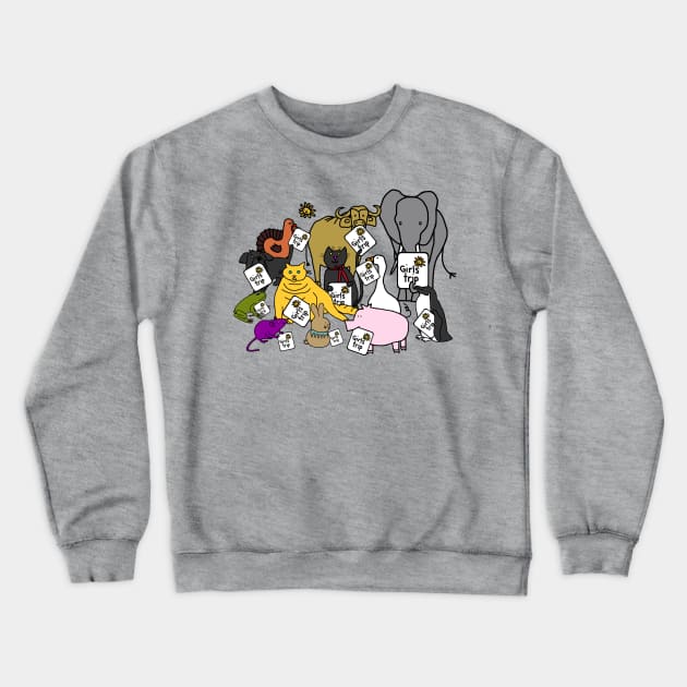 Cute Animals Go on Girls Trip Crewneck Sweatshirt by ellenhenryart